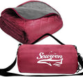 Waterproof Outdoor Blanket 82”X 55” Packable, Stadium Blankets for Camping with Quilted Fleece Lining, Large Windproof Emergency Throw Mat for Garss Picnic Hiking Road Trip, Machine Washable, Wine