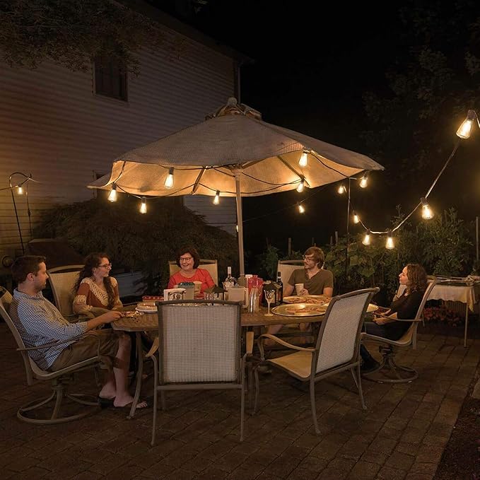 BLIATLUS 55FT Solar String Lights Outdoor Waterproof with Remote Control 15+2 Shatterproof LED ST38 Bulbs for Porch Garden Market Bistro Patio Backyard Fence