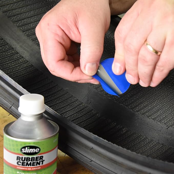 Slime 1050 Rubber Cement, Tire Repair, use with Slime Plugs or Patches, 8 oz. can