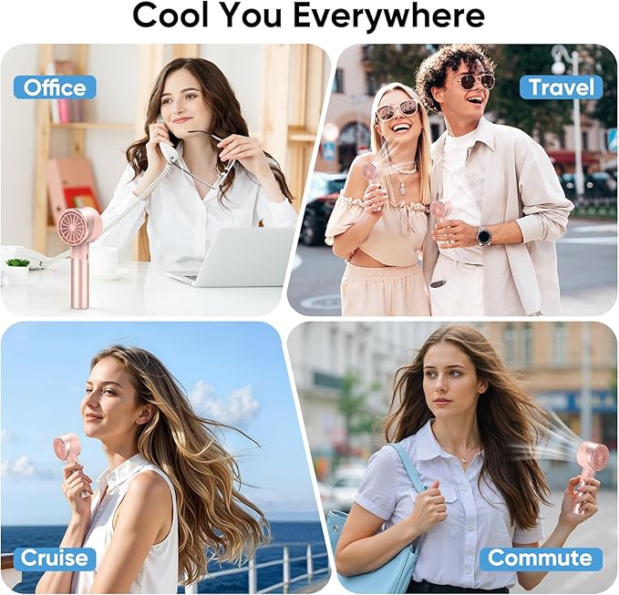 AMACOOL Portable Handheld Turbo Fan, Mothers Day Gifts for Mom Her Women Girl, Cool Metal Body, Rechargeable Battery Personal Fan, Mini Pocket Fans for Camping Outdoor Travel Cruise Makeup Essentials