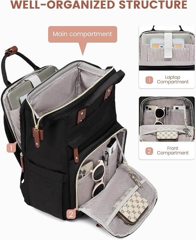 LOVEVOOK Laptop Backpack for Women, 15.6'' Waterproof Nurse Bag Teacher Work Backpack Purse for Women, Travel Computer Backpack for College Office Business Ladies