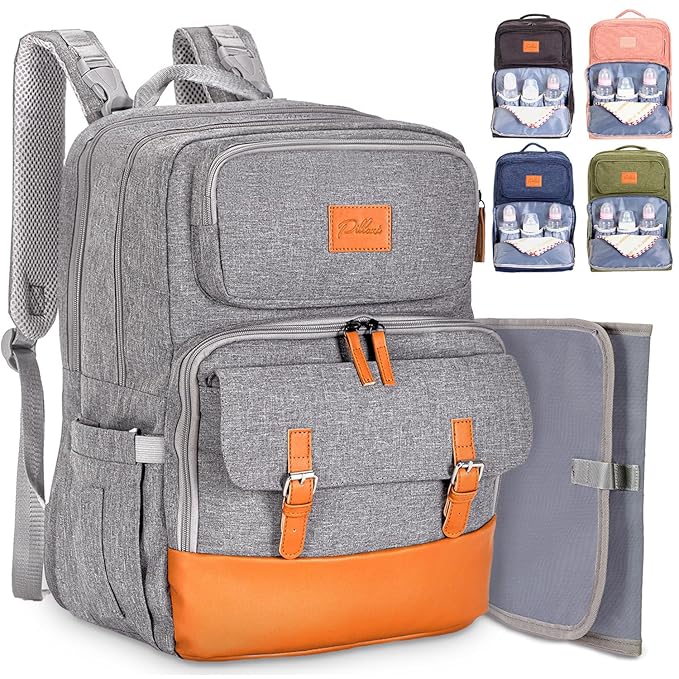 PILLANI Baby Diaper Bag Backpack - Large Bag for Boys & Girls, Waterproof Diaper Backpack - Travel Diaper Bags w/Changing Pad, Baby Registry Search & Shower Gifts - Essentials Must Haves Newborn Stuff