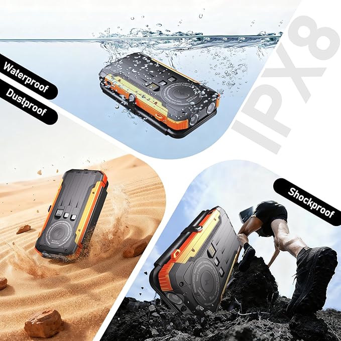 Solar Power Bank 20000mAh Portable Charger Built-in 3 Cables and Wireless Charging Battery Pack Compatible for iPhone, IPX5 Waterproof, Bright Flashlight Perfect for Camping, Hiking, Outdoor