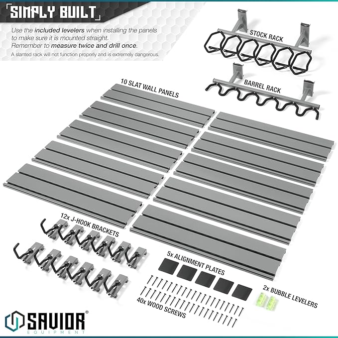 Savior Equipment Wall Rack System Heavy-Duty Steel Tactical Rifle Carbine Shotgun Handgun Storage Wall Mount, Modular Firearms Gun Wall Gear Accessories Organizer, Holds up to 6 Rifles & 6 Pistols