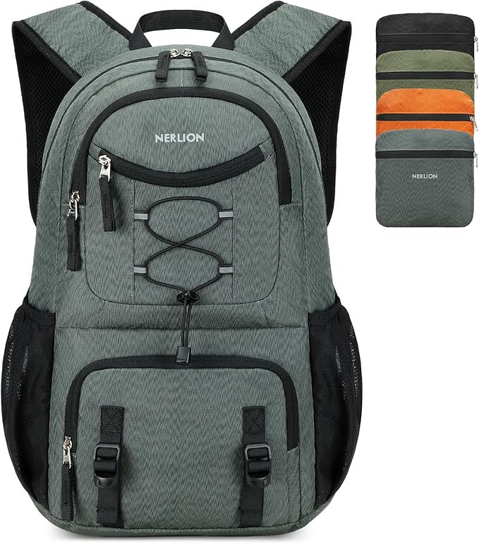 Nerlion Lightweight Foldable 35L Hiking Backpack Travel Backpack for Men Women Camping Waterproof Outdoor Hiking Daypack Backpack Dark Gray