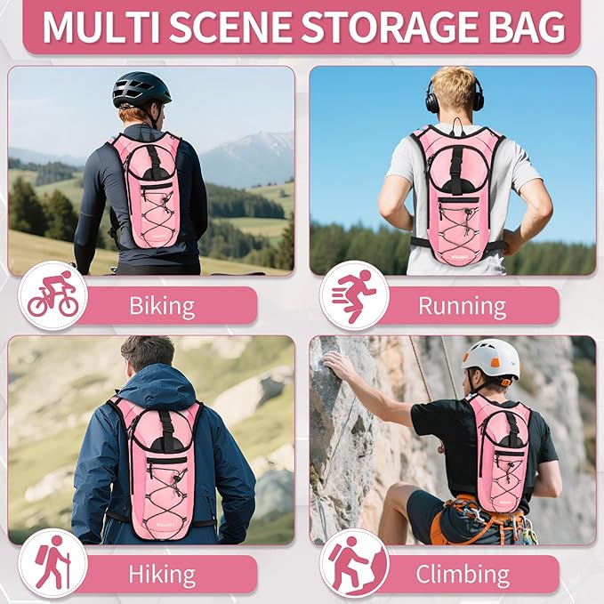 Hydration Backpack with Leak Proof Water Bladder, Lightweight Hydro Water Daypack for Rave, Cycling, Running, Hiking, Climbing