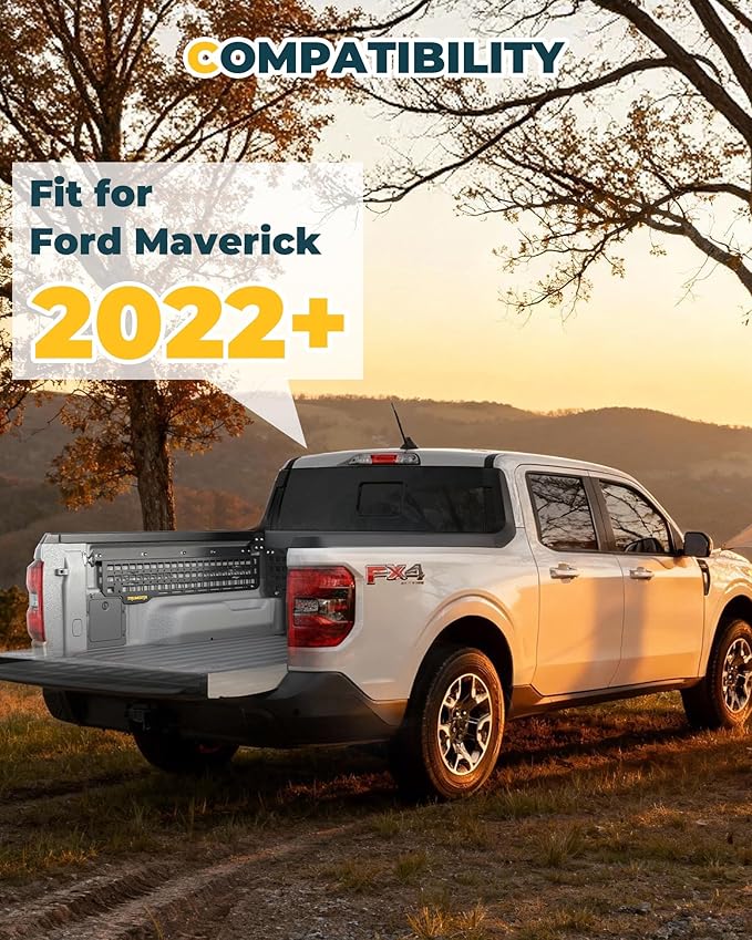 Trumgeta Aluminum Side Bed MOLLE Panel Fit for 2022–2026 Ford Maverick, No-Drill Installation, Heavy-Duty Truck Bed Organizer Rack System for Tools Gear Accessories
