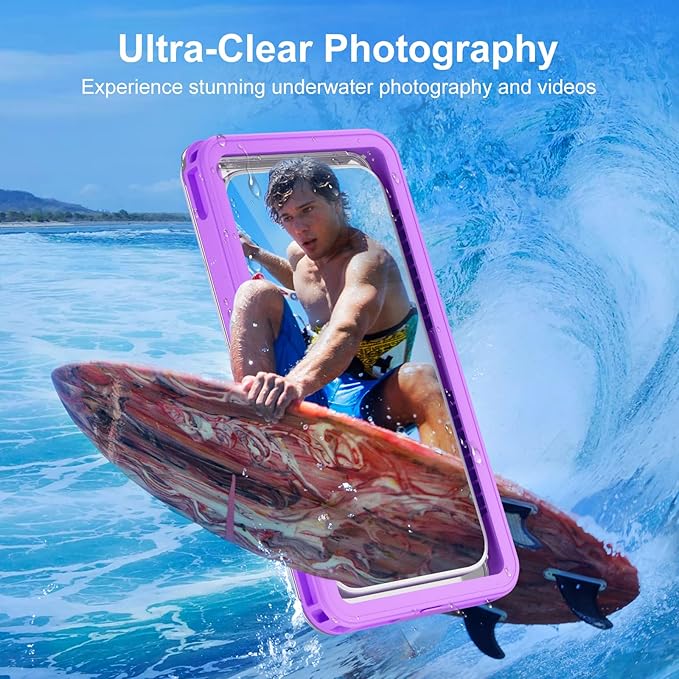 Beasyjoy Waterproof Phone Case, Underwater Phone Case for Snorkeling, Universal IPX8 Diving Pouch with Lanyard for iPhone Samsung Google Moto Series-[NOT Fit Snugly] [Touchscreen Operated Only]-Purple