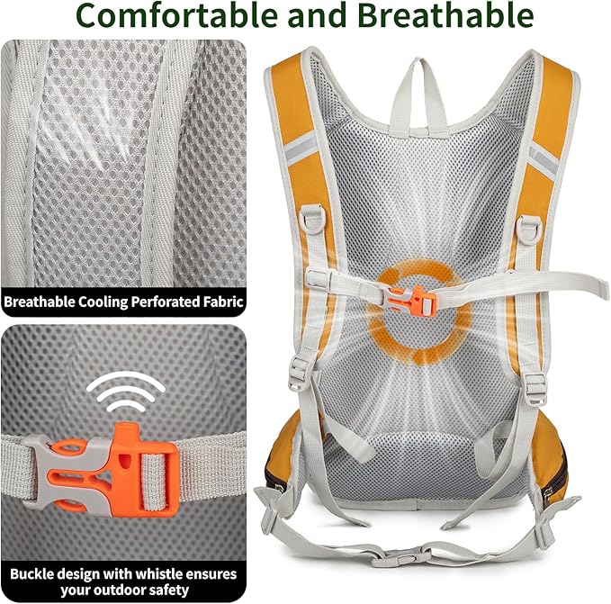 Hiking Backpack, 20L Hiking Backpack for Women & Men,Small Travel Daypack for Running, Cycling, Climbing, Camping, Biking (Yellow)