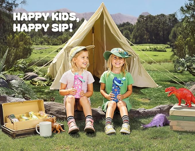 12 oz Kids Leakproof Water Bottle: 2-in-1 Straw Spout Lid, BPA-Free, Easy Carry, Keep Cold 24H, Cupholder Friendly, Stainless Steel Cup for Summer Camp, Playground, Trip, Birthday Gift (Dark Knight)