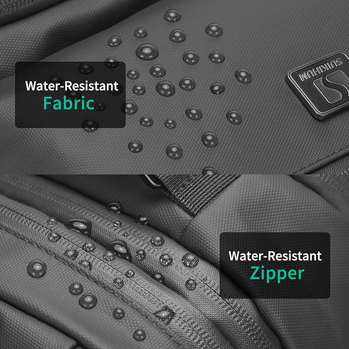 Expandable Business Backpack with 17" Laptop Compartment - Waterproof, Airline Approved, 33L-42L Capacity, for Work & Travel, Black