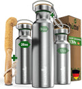Blockhütte Vacuum Insulated Stainless Steel Water Bottle - 25 oz I Wide Mouth Metal Bottle for hot and cold drinks I BPA-Free I for Travel, School I Kids, Adults, Water Canteen, Sports, flask