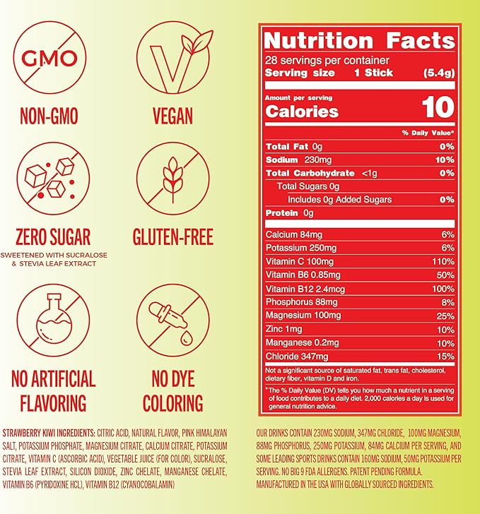 TREVI™ Everyday Sugar Free Electrolytes - Essential Drink Mix Hydration Powder Packets - 28 Count - Strawberry Kiwi