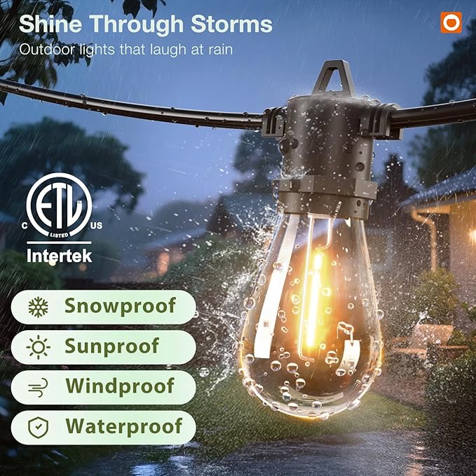 addlon 100FT LED Outdoor String Lights, Remote Dimmable Patio Lights with Timer & 3 Lighting Modes, 32 Shatterproof Edison Bulbs, Waterproof Connectable String Lights for Outside Backyard Porch Party