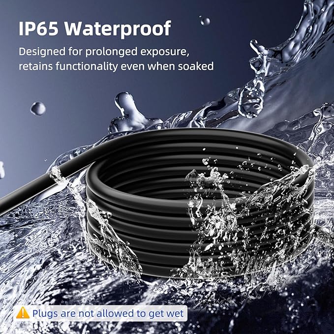 25 FT Outdoor Extension Cord with Multiple Outlets, 12 Gauge Heavy Duty Black Extension Cord Waterproof with 3 Outlet, 3 Prong Power Cord for Garden and Home Use Indicator Light, ETL Listed