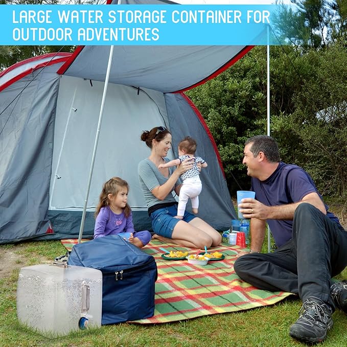 Reallnaive 3 Pcs Collapsible Water Container with Spigot, Foldable Camping Water Container Portable Camping Storage Carrier Jug for Outdoors Hiking Emergency Kit Backpack (5.3 Gallon,Clear)