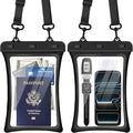 CACOE [Floatable Floating Universal IPX8 Waterproof Phone case 2 Pack-Up to 10.0",Adjustable Lanyard Phone Pouch,Cellphone Dry Bags for Vacation Beach Pool Kayak Cruise Travel Essentials（Black+Black）
