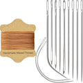 VONEEDL Upholstery Repair Kit: Waxed Sewing Thread (Ligth Brown Color) & Heavy Duty Needles (11 PCS) for Leather, Canvas & Quilting Thread