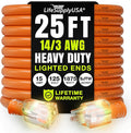 25ft Outdoor/Indoor Extension Cord 14/3 Gauge Heavy Duty 3 Prong SJTW, Waterproof, Flexible Cold-Resistant Long Power Cord,15A 125V 1875W, Orange by LifeSupplyUSA
