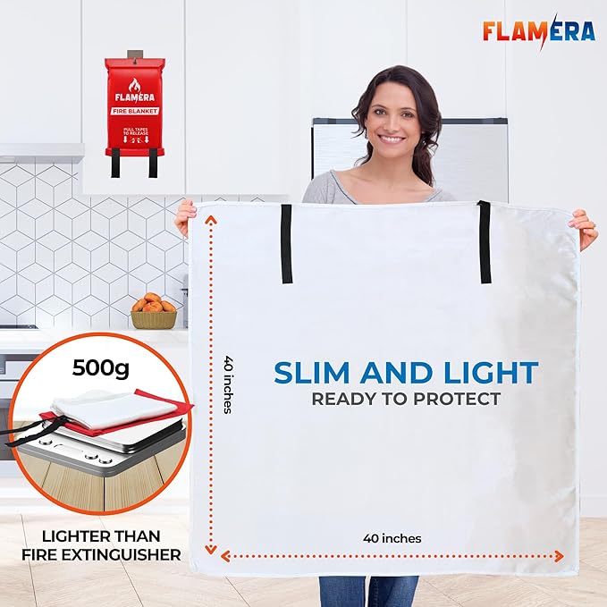 Emergency Fire Blanket for Home and Kitchen (4-Pack) Fireproof and Fire Suppression Blanket | 40"x40" Fiberglass Fire Blankets for Home Safety, Camping, and Office - Fire Retardant Blankets for Fires