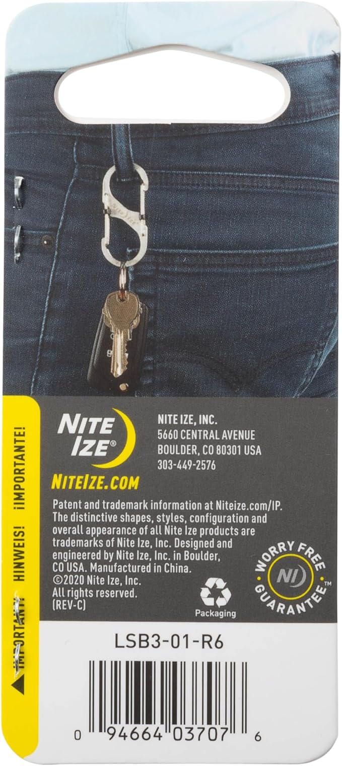 Nite Ize LSB3-01-R6 S-Biner SlideLock Dual Locking Carabiner, Size #3, Stainless (Pack of 2)