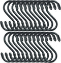 DINGEE 30 Pack Vinyl Coated Heavy Duty S Hooks for Hanging Plants, Clothes, Non Slip Steel Metal Black Rubber Coated Closet S Hooks for Hanging Jeans, Jewelry, Pot, Pan
