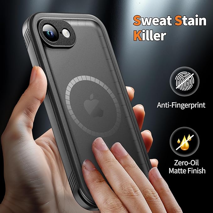 Cozycase TOP Military Shockproof IP68 Waterproof Case for iPhone 16e/iPhone 17e [Compatible with MagSafe] Heavy Duty 360 Full Body with Screen Camera Protector Double Dustproof Hard Tough Cover Black