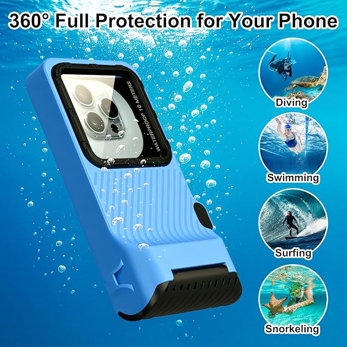 33ft Snorkeling Phone Case, Gen 4 IP68 Waterproof Housing for iPhone 16/15/14/13/12/11 Pro Max Samsung Galaxy S24/S23/S22, Touchscreen Full Protection