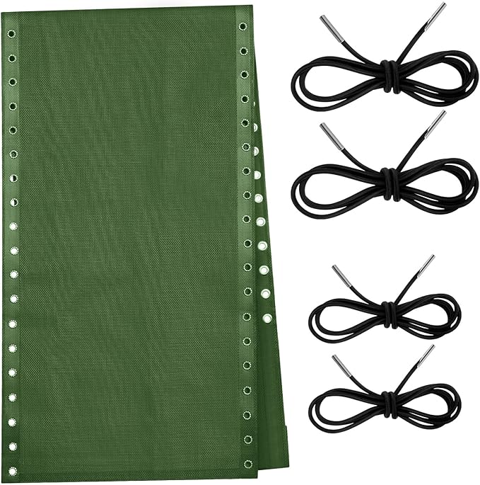 Queekay Chair Replacement Fabric with 4 Bungee Cord Lounge Chair Cloth Mesh Repair Kit for Patio Recliner Outdoor Lawn Pool(63 x 17 Inch,Sage Green)