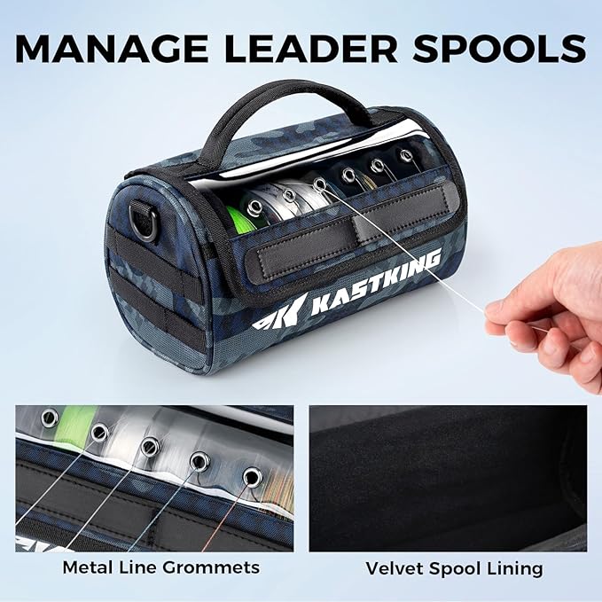 KastKing BaitSpace Line Management Bag, Fishing Line Storage Bag with Water Resistant Nylon, Clear View Window, Removable Divider, Tangle-free Leader Line Holder