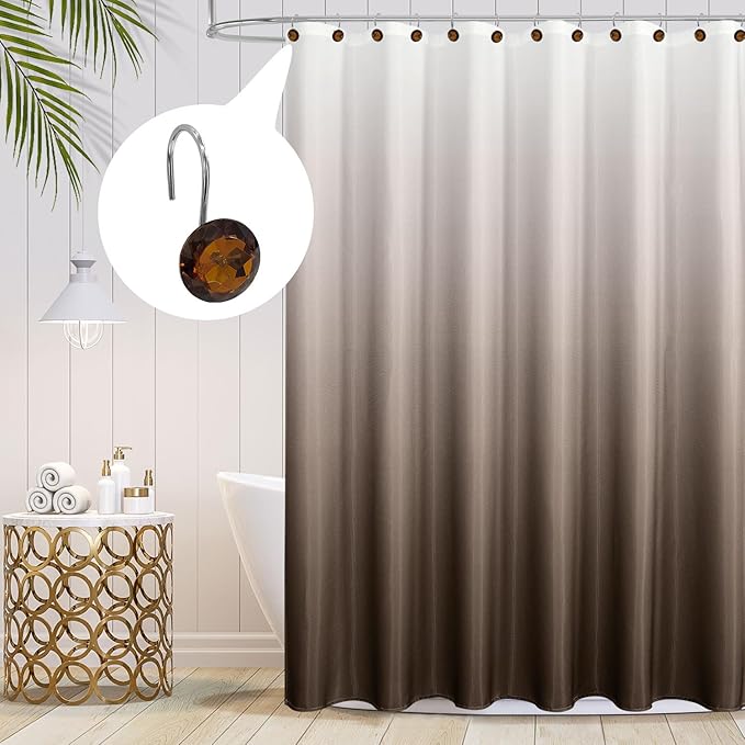 MitoVilla Dark Brown Shower Curtain Hooks Rings, Metal Shower Hooks for Shower Curtain Liner, Rust Proof Shower Rings for Curtain Accessories and Bathroom Shower Rod, 12 Pack Bathroom Set