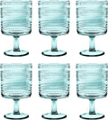 Beaded 14 oz Durable Acrylic Wine Glasses, Shatter-Resistant and Dishwasher-Safe Indoor/Outdoor Drinkware, Glass for Wine, Sangria, and Spritzers - Sea Green - Set of 6