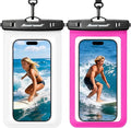 Hiearcool Universal Waterproof Phone Pouch,IPX8 Cell Phone Waterproof Case Up to 8.3" for iPhone 17 16 15 14 13 Pro Max,Beach Essentials Vacation Must Haves-Clear&Bright Red-2Pack