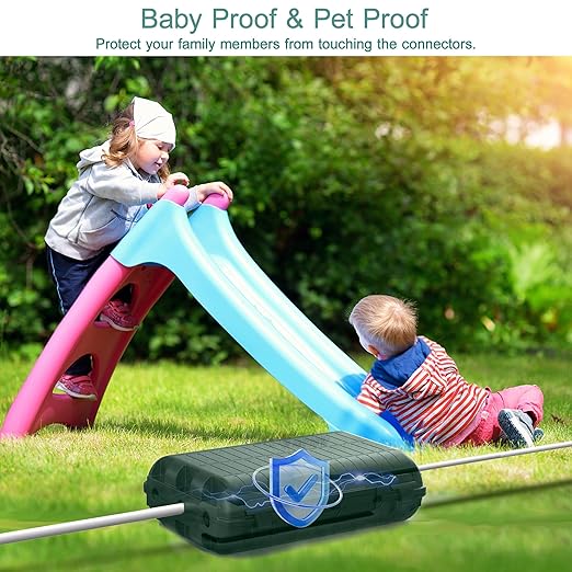 Outdoor Waterproof Electrical Box, Large Extension Cord Cover (9.05x6.61x2.67inch) Plug Protector Cable Connection Safety Box IP54 Water-resistant for Power Strip, Holiday Light and Decorations, Green