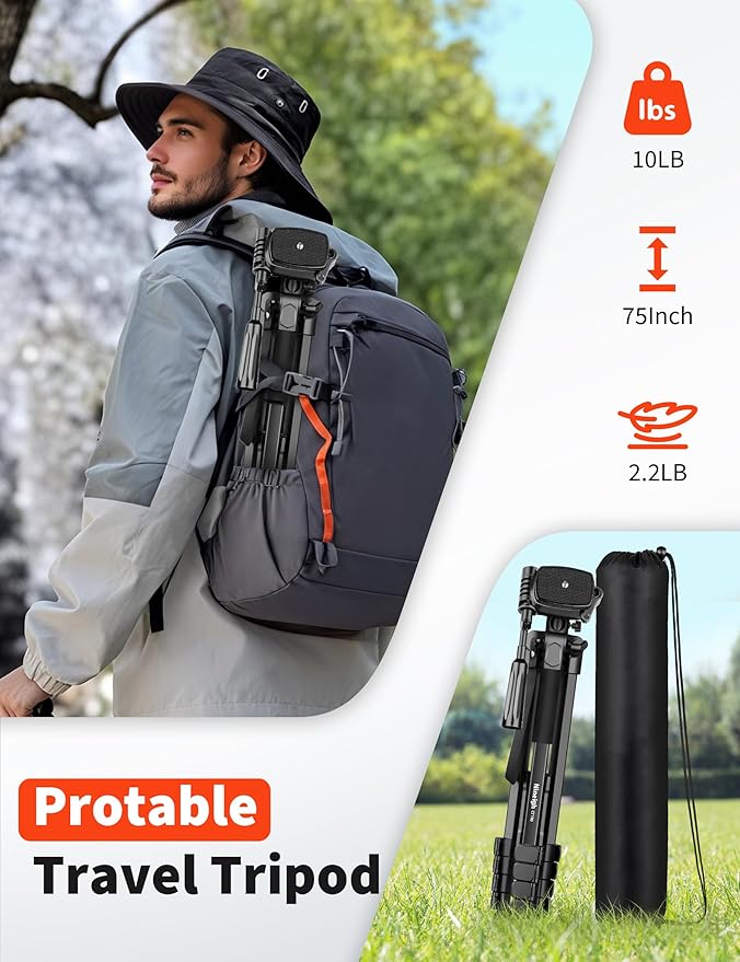 Nineigh 75" Phone Tripod Stand, Overhead Tripod for iPhone with Remote, Portable Horizontal Mount for Video, Live Streaming & Vlogging, Compatible with iPhone Camera
