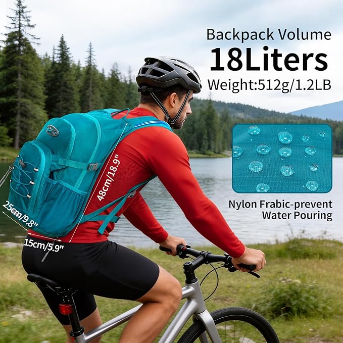 KABAQOO Hydration Backpack, 18L Multipurpose Hiking Backpack with 3L Water Bladder, Water Backpack Insulated Hydration Pack Ideal for Hiking and Cycling