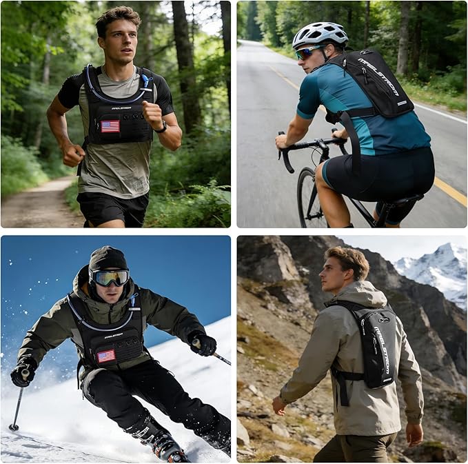 Maelstrom Running Vest, Detachable Hydration Backpack for Men Women with 2L Water Bladder & Chest Pack, Breathable Hiking Water Backpack for Cycling, Climbing, Marathon