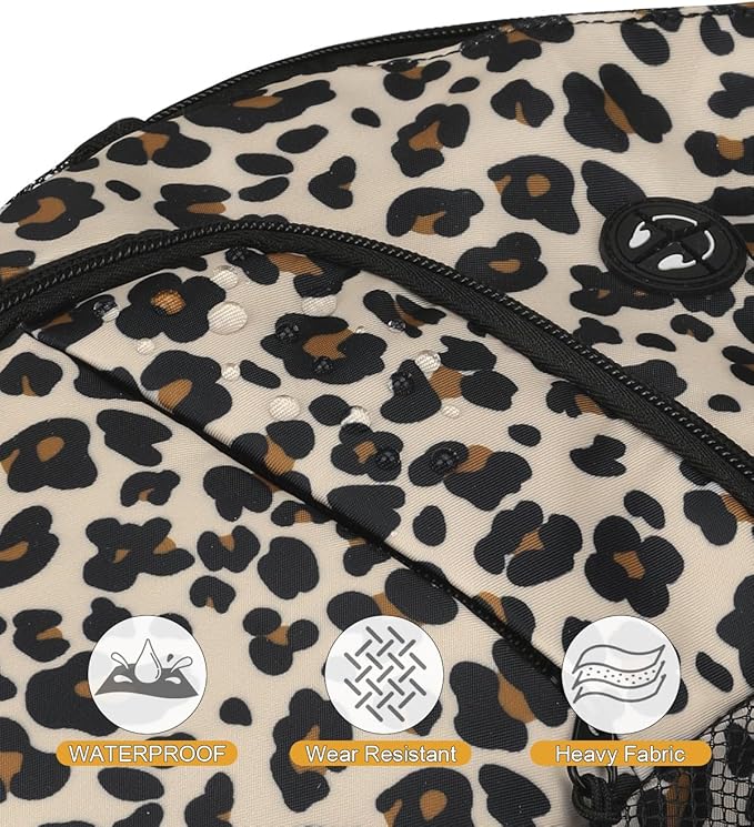 Pritent Crossbody Bags for Women Man Waterproof Sling Bag Backpack Trendy Casual Cross Body Bag with Convertible Shoulder Strap Chest Bag for Camping Hiking Travel Essentials (Leopard, Medium)