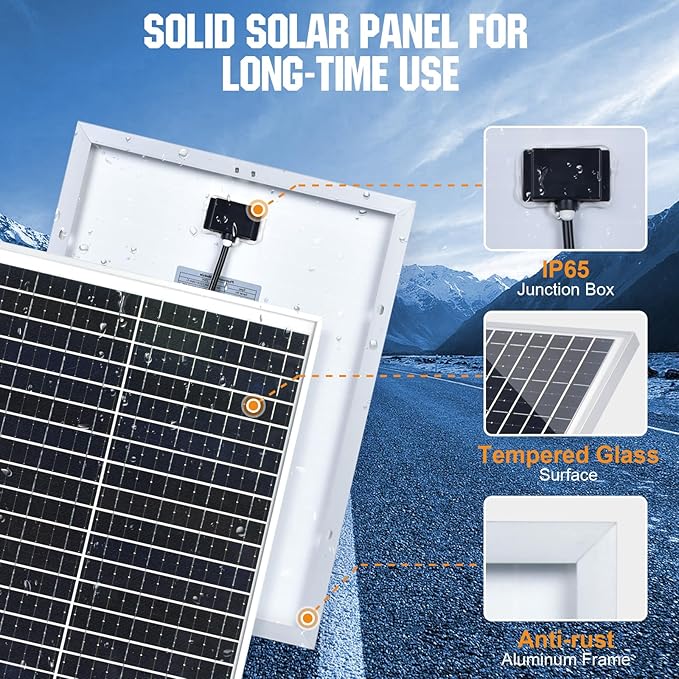 ECO-WORTHY 25W 12V Solar Battery Charger Trickle Maintainer, 25W Waterproof Solar Panel Kit + Adjustable Mount Bracket + Upgrade Controller,for 12V Batteries Cars RV Boat Motorcycle Marine