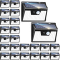 Peasur Solar Powered Lights Outdoor, 140 LED 24Pack Motion Sensor Light Outside, IP65 Waterproof Fence Security Lighting with 3 Modes for Yard Wall Garden Cool White