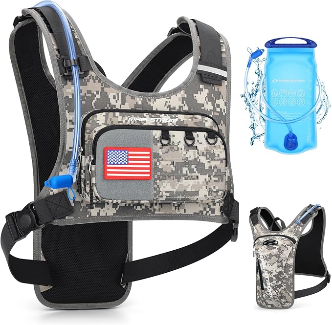 Maelstrom Running Vest, Detachable Hydration Backpack for Men Women with 2L Water Bladder & Chest Pack, Breathable Hiking Water Backpack for Cycling, Climbing, Marathon