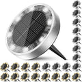 Peasur Solar Ground Lights Outdoor, 24 Pack Flat Solar Powered Disc Lights, IP68 Waterproof, Anti-Rust, Landscape Lighting for Pathway Garden Lawn Walkway Landscape Driveway, Warm White+Cool White