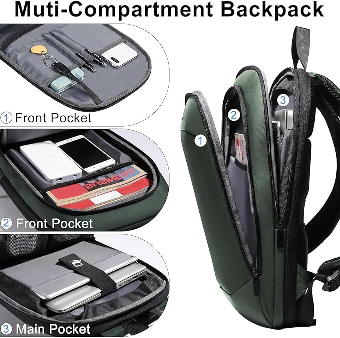 Slim Laptop Backpack for Men,Waterproof Expandable High Tech Business Work Backpack for Men and Women,15.6 Inch Lightweght Anti-theft Travel Backpack Durable College Casual Daypack Computer Laptop Bag
