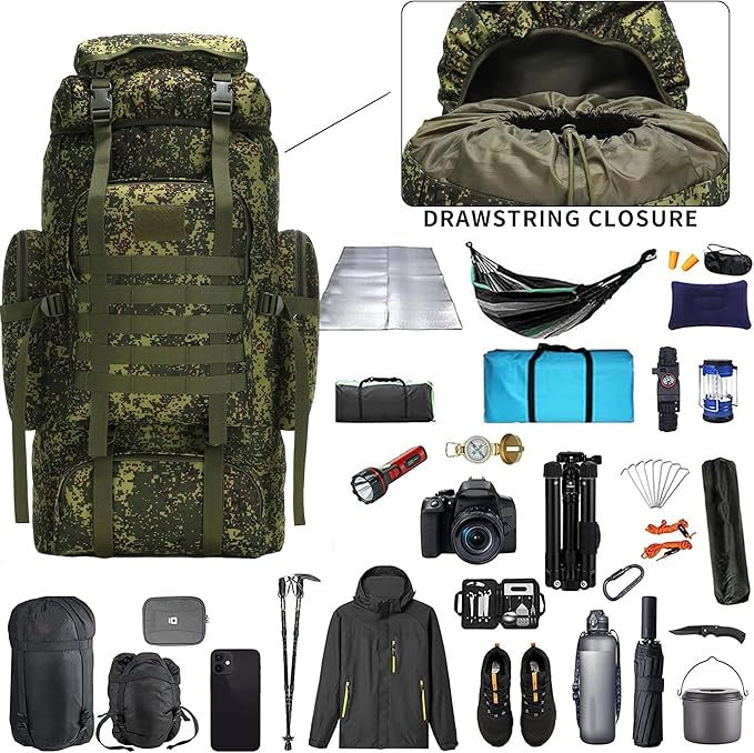 Hiking Backpack for Men 70L/100L Camping Backpack Military Rucksack Molle 3 Days Assault Pack for Climbing | Camping Backpack, 3 Days Assault Pack, for Climbing