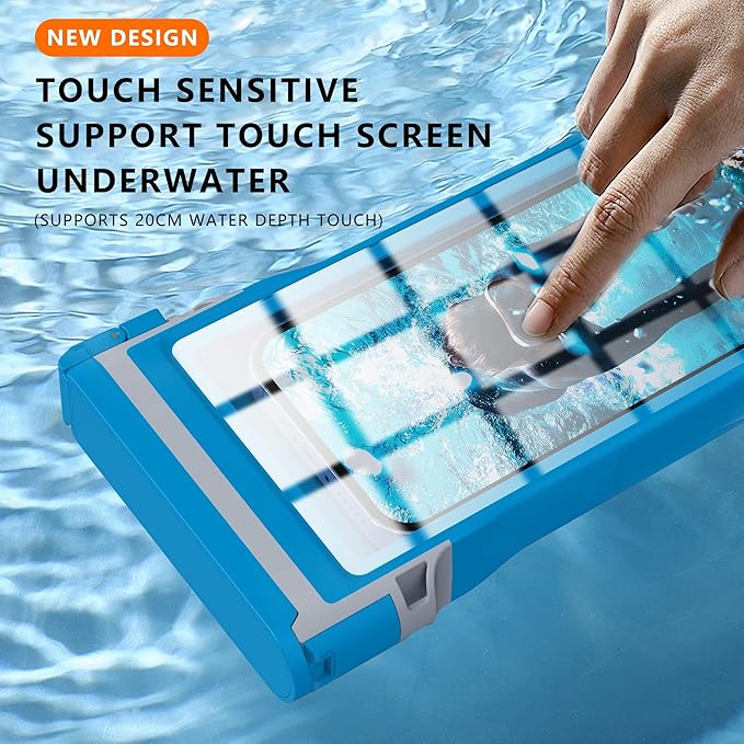 GOLDJU Waterproof Phone Case, Underwater Diving Phone Case for Snorkeling,IPX8 Waterproof Phone Pouch with Lanyard for Apple iPhone，Samsung,and up to 7.0",Beach Cruise Ship Travel Essentials -Blue