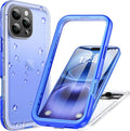 Cozycase for iPhone 16 Pro Max Case Waterproof - 360 Heavy Duty with Screen/Camera Protector Shockproof IP68 Underwater Dustproof Water Shock Proof Full Body/Front and Back Case Blue/Frosted Clear