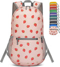 ZOMAKE Ultra Lightweight Hiking Backpack 20L, Packable Small Backpacks Water Resistant Daypack for Women Men(Strawberry print)