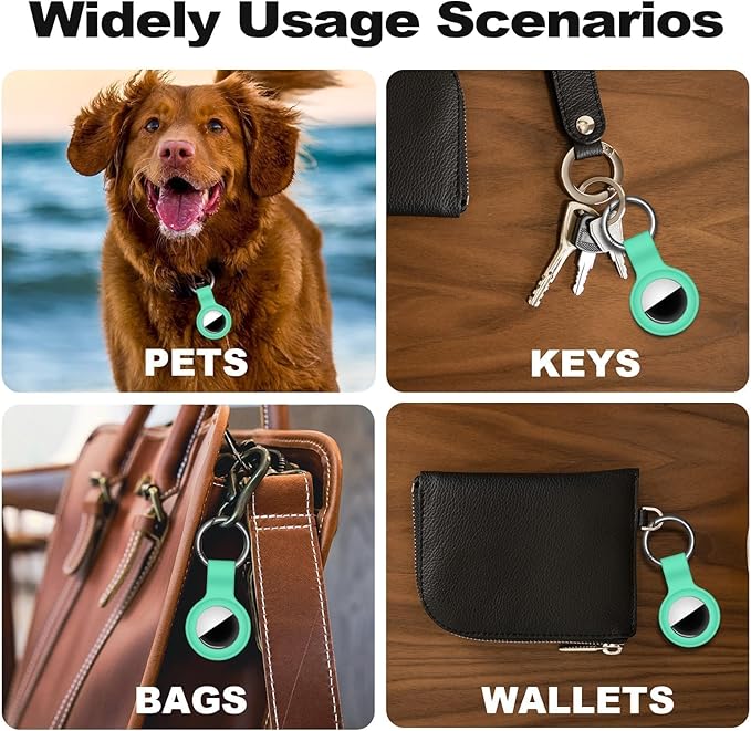 Linsaner Case for AirTag 2nd Gen (2026) & 1st Gen, Silicone Holder Keychain Key Ring, Protective Cover for Apple for Air Tags, GPS Finder Accessories for Bags, Pets, Kids, Luggage, Mint Green
