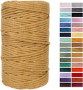 Khaki Cotton Macrame Cord, 4mm x 109Yards, Perfect for Wall Hangings, Crafts & More