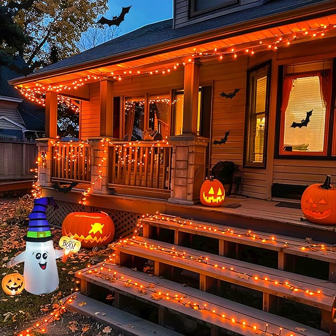 JMEXSUSS 2 Pack Solar String Lights Outdoor Waterproof, Total 400 LED 151FT Solar Christmas Lights Outdoor, 8 Modes Christmas Light for Outside Patio Yard Tree Decorations, Orange
